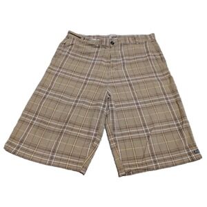 Vans Shorts Mens 34 Checks Chino Pockets Casual Outdoors Hiking Skateboard Brown